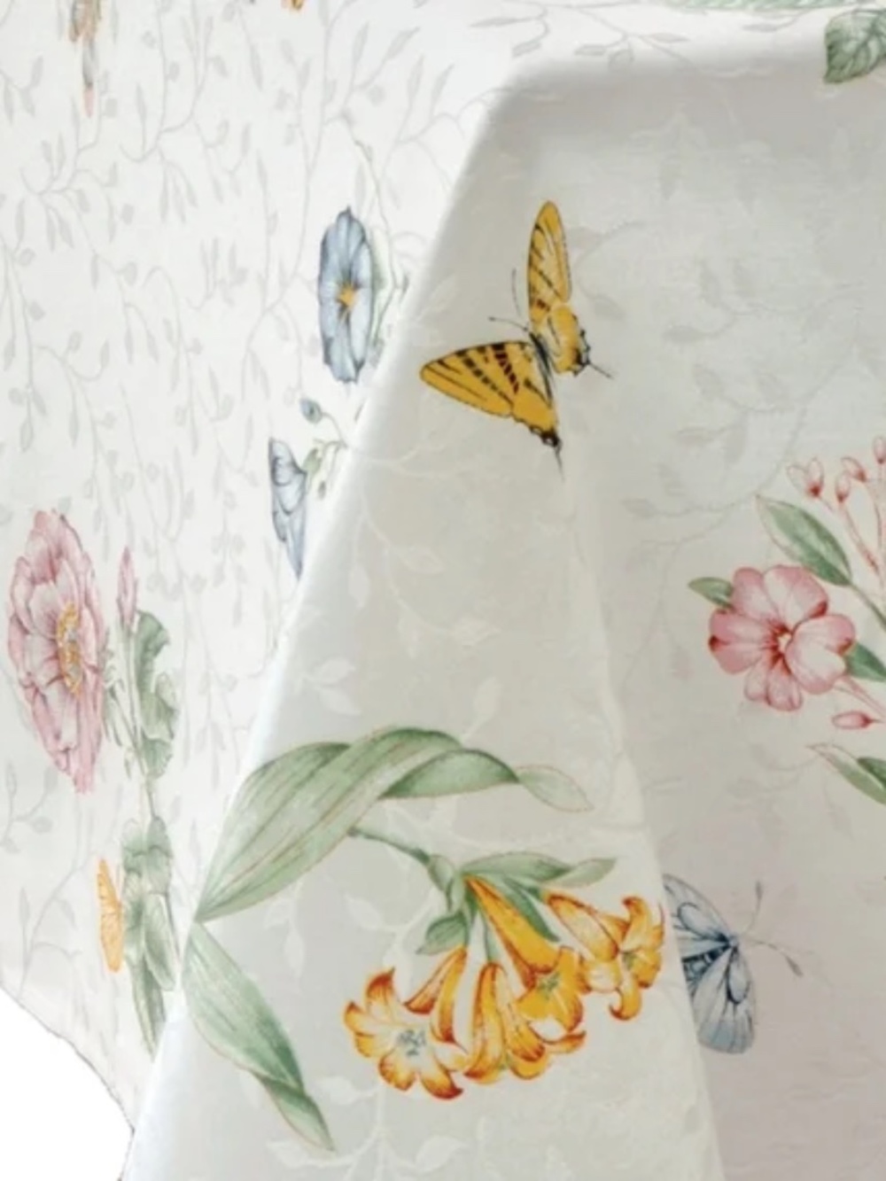 Lenox Butterfly Meadow Damask Tablecloth Multicolor 60 W X 102 L